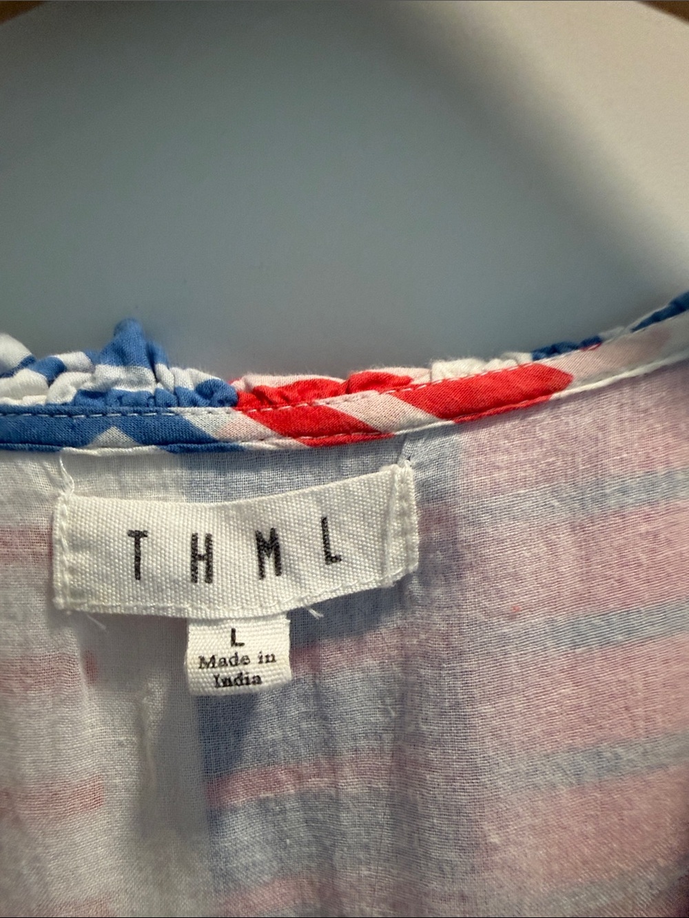 THML Red Pink Blue Striped Tiered Cotton Dress for Girls - Picture 2 of 6